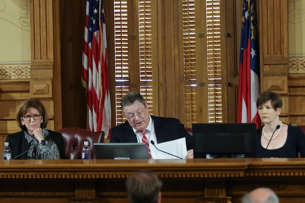 State Elections Board Chairman Matthew Mashburn speaks in May 2022 as the board considers allegations of fraud following the release of the movie "2000 Mules." Miguel Martinez / miguel.martinezjimenez@ajc.com