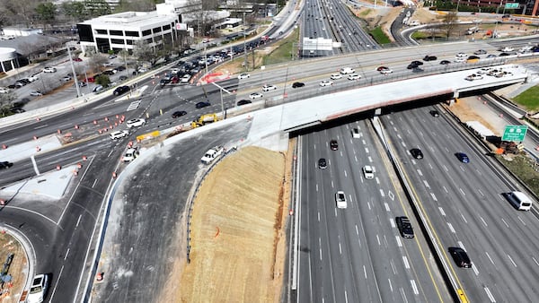 The GDOT expects to open a “displaced left turn” on Saturday, March 22, 2025, at the intersection of North Druid Hills Road and I-85. The new turn lane is designed to improve safety and ease congestion. (Miguel Martinez/AJC)