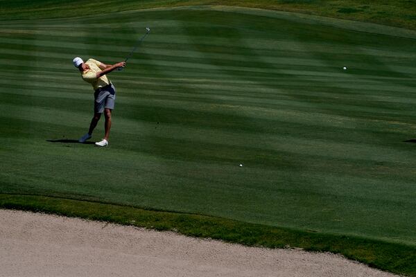 Georgia Tech golfer Bartley Forrester hits from the second fairway during the final round of the NCAA college men's match play golf championship, Wednesday, May 31, 2023, in Scottsdale, Ariz. (AP Photo/Matt York)