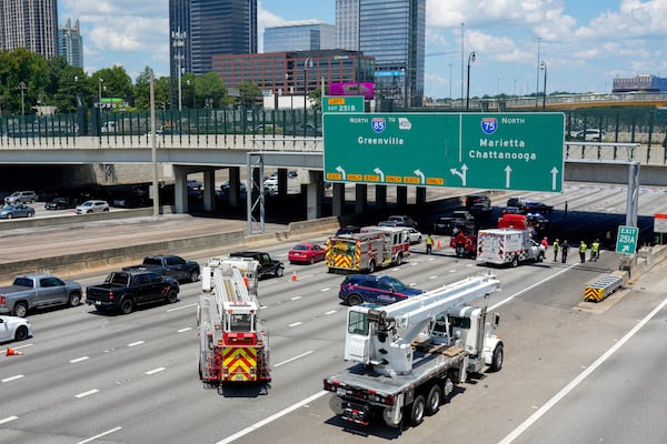 Atlanta police officers and Georgia State Patrol troopers were both on the scene of the crash just south of the I-75/85 split.