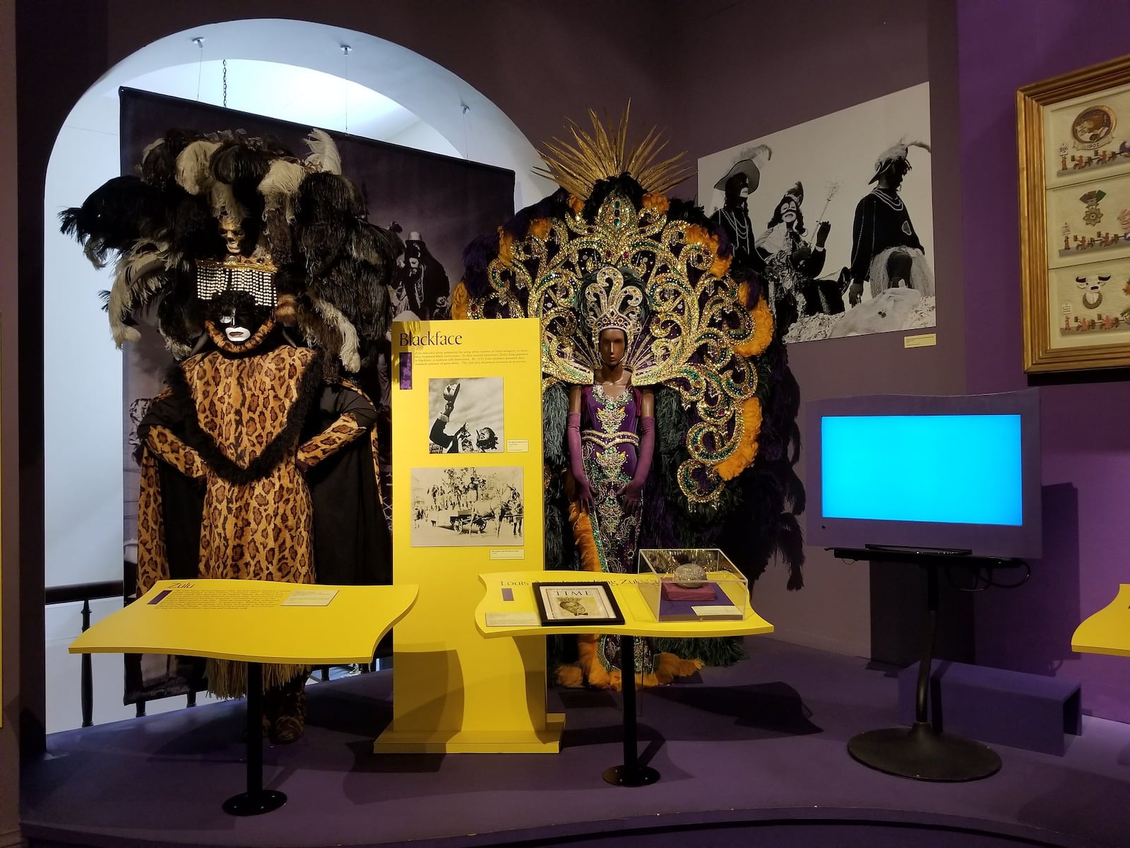 Mardi Gras costumes worn by members of the Zulu Social Aid and Pleasure Club are on exhibit at the Presbytere in New Orleans. CONTRIBUTED BY WESLEY K.H. TEO