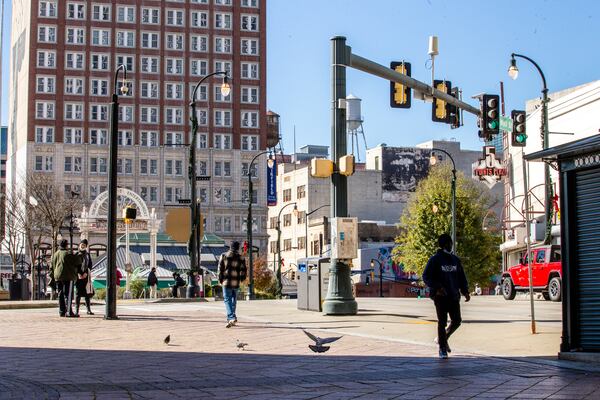 Atlanta is considering a major makeover of a portion of Peachtree Street.  (Jenni Girtman for The Atlanta Journal-Constitution)