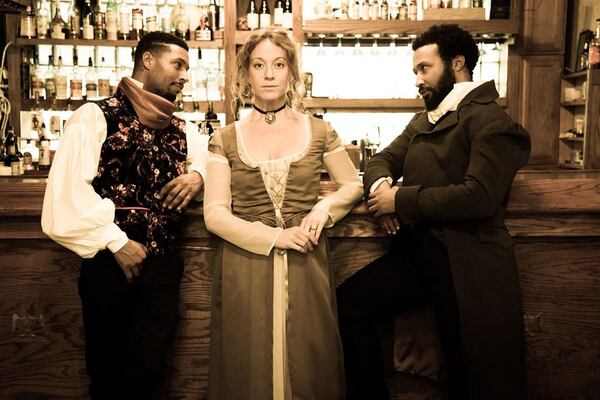 Markell W. Williams, Caitlin Hargraves and Christopher Hampton in Found Stages’ immersive production of Frankenstein’s Ball. Contributed by Found Stages / Casey Gardner Photography