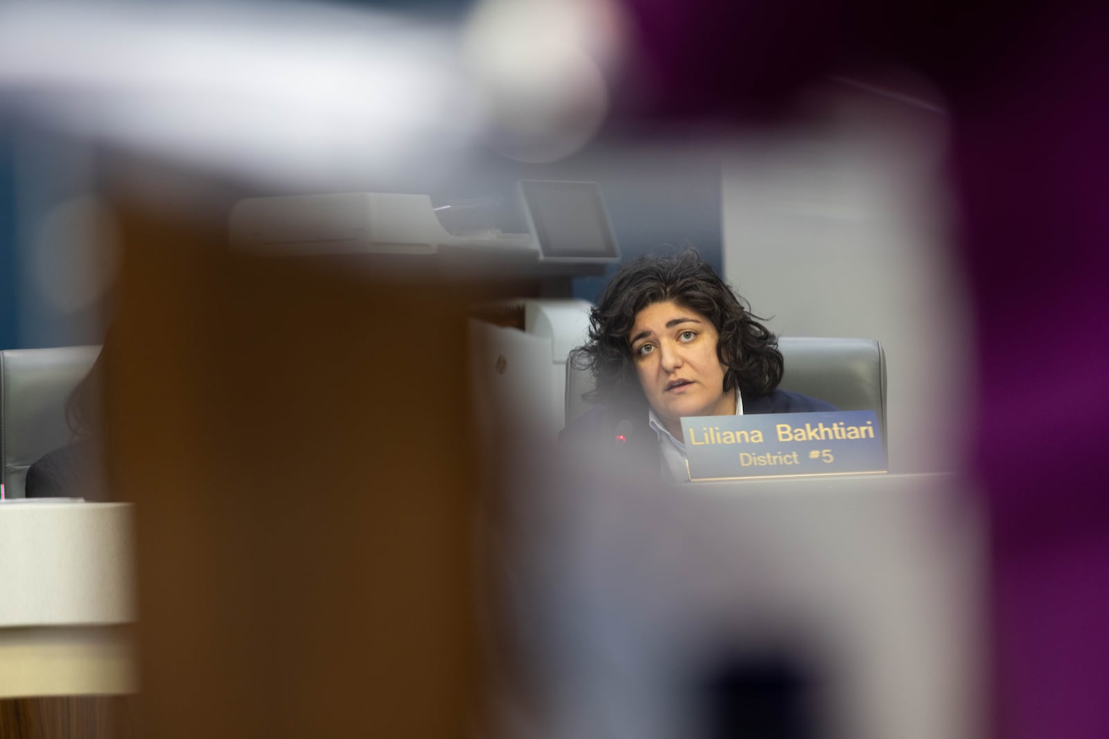 Coucilmember Liliana Bakhtiari speaks during a committee meeting concerning the proposed Atlanta Public Safety  Training Center at Atlanta City Hall in Atlanta, GA., on Wednesday, January 17, 2024. (Photo/Jenn Finch)