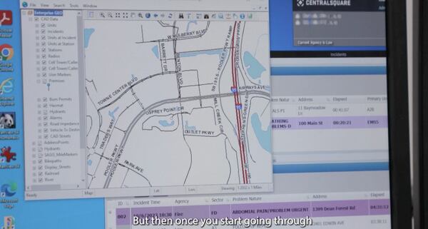 A screenshot of a county video showing the new Central Square dispatch system in Chatham County. More than 2,200 addresses are not accurately linked in the software, meaning ambulance operators are using Google maps to get to emergency scenes. (Courtesy of Chatham County)