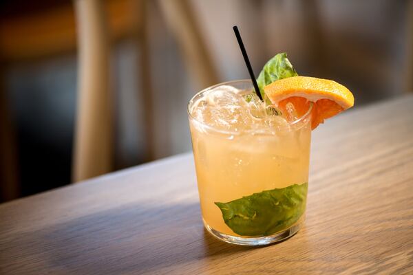 Basil Grapefruit Refresher with Kanon Organic Vodka, grapefruit juice, and muddled basil. Photo credit- Mia Yakel