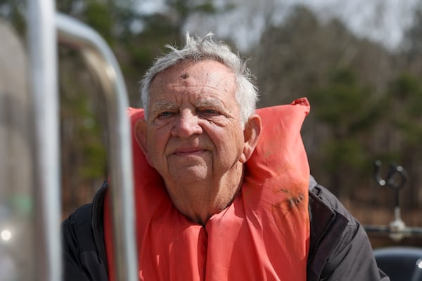 David Wallace, of Eatonton, drives his boat as he searches for Gary Jones on Lake Oconee, Tuesday, February, 18, 2025, northeast of Eatonton. The Putnam County sheriff is investigating and searching after Spelman College instructor Joycelyn Nicole Wilson and an Atlanta private school coach Gary Jones went missing on Lake Oconee over a week ago, Saturday Feb. 8th. The body of Wilson was found Sunday, Feb. 9th and Jones has not been found. (Jason Getz / AJC)