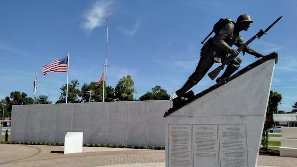 The Montford Point Marine Memorial at Lejeune Memorial Gardens in Jacksonville, N.C., commemorates the first African-American Marines to fight for their country during a time of segregation. Contributed by Blake Guthrie