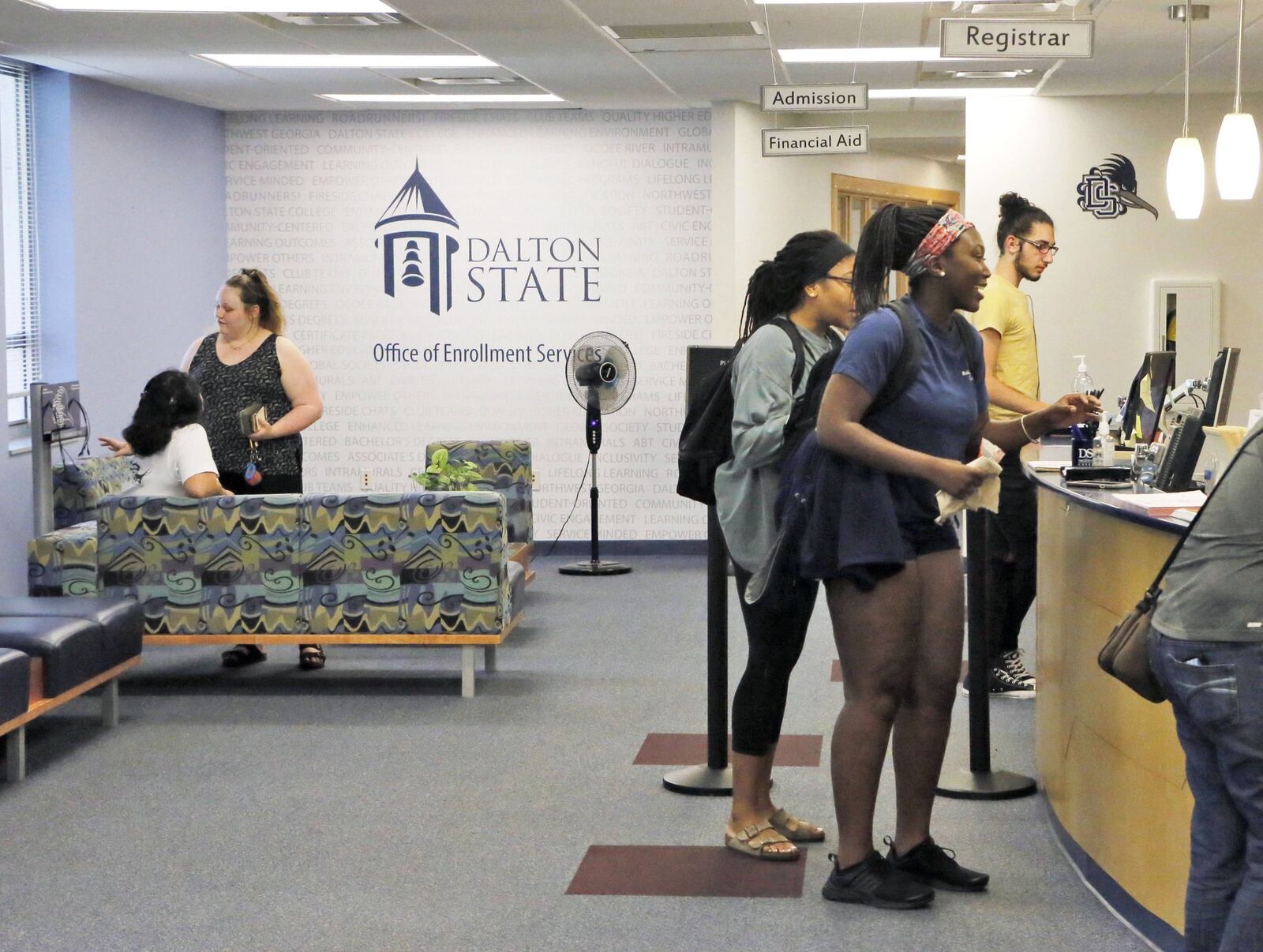 Students in the admissions office of Dalton State College. The college recently became the first college in Georgia to be designated a Hispanic Serving Institution. (At least 25 percent of its students must be Hispanic in order to get the designation.) Bob Andres / bandres@ajc.com