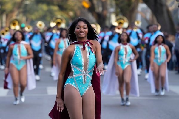 Parade participants line up before the start of the Mardi Gras Day parade on Tuesday, March 4, 2025 in New Orleans. (AP Photo/Gerald Herbert)