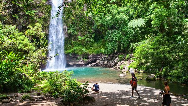 Tavoro Waterfalls, in Bouma National Heritage Park, is one of Taveuni&apos;s top attractions. A $15 U.S. entrance fee pays the adjacent village for upkeep and services. A half-mile walk from through gardens from the island shore road. (Steve Haggerty/Colorworld/TNS)