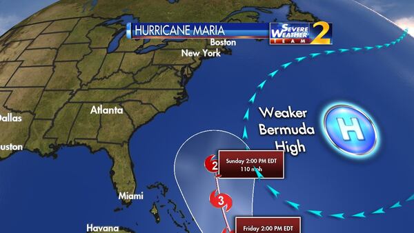 Maria is a Category 5 hurricane at 165 mph. (Credit: Channel 2 Action News)