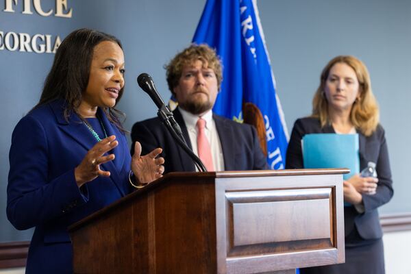 Assistant Attorney General Kristen Clarke speaks in Atlanta about the Department of Justice's investigation into Georgia prisons.