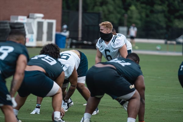 Georgia Tech linebacker David Curry (6) in a summer training session July 22, 2020.