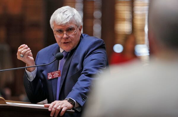 3/29/18 - Atlanta - Rep. Jay Powell, R - Camilla, the Ways & Means committee chairman, answers questions after presenting SB 426, related to broadband infrastructure, which passed. Thursday was the 40th and final day of the 2018 General Assembly.    BOB ANDRES  /BANDRES@AJC.COM