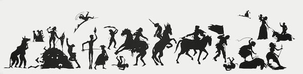 “The Jubilant Martyrs of Obsolescence and Ruin” is a 60-foot-wide mural of cut-paper silhouettes by contemporary artist Kara Walker. CONTRIBUTED BY HIGH MUSEUM OF ART