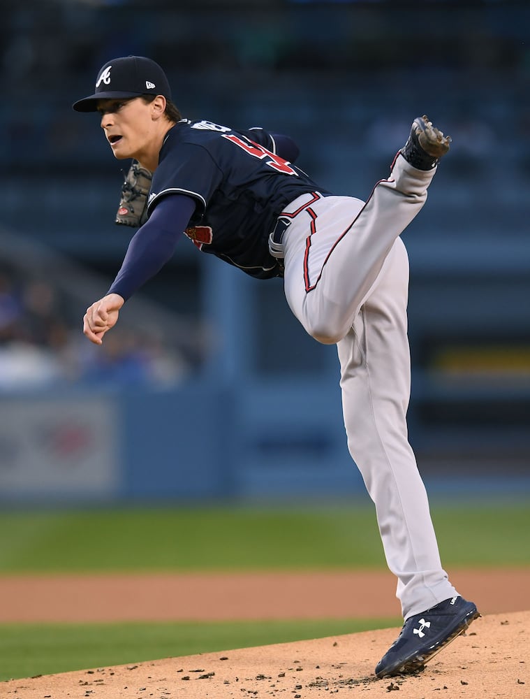 Photos: Braves, Fried hit hard - literally - by Dodgers