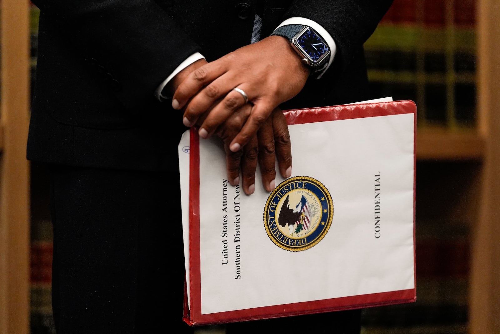 U.S. Attorney Damian Williams, attends a news conference detailing an indictment against New York City Mayor Eric Adams, Thursday, Sept. 26, 2024, in New York. (AP Photo/Julia Demaree Nikhinson)