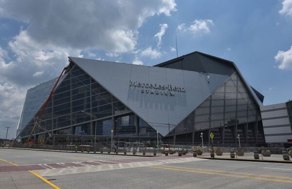 June 15, 2017 Atlanta - Exterior of Mercedes-Benz Stadium during a media tour of Mercedes-Benz Stadium on Thursday, June 15, 2017. HYOSUB SHIN / HSHIN@AJC.COM