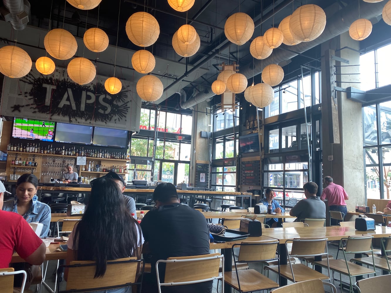 Dining area at Ph'east food hall at The Battery