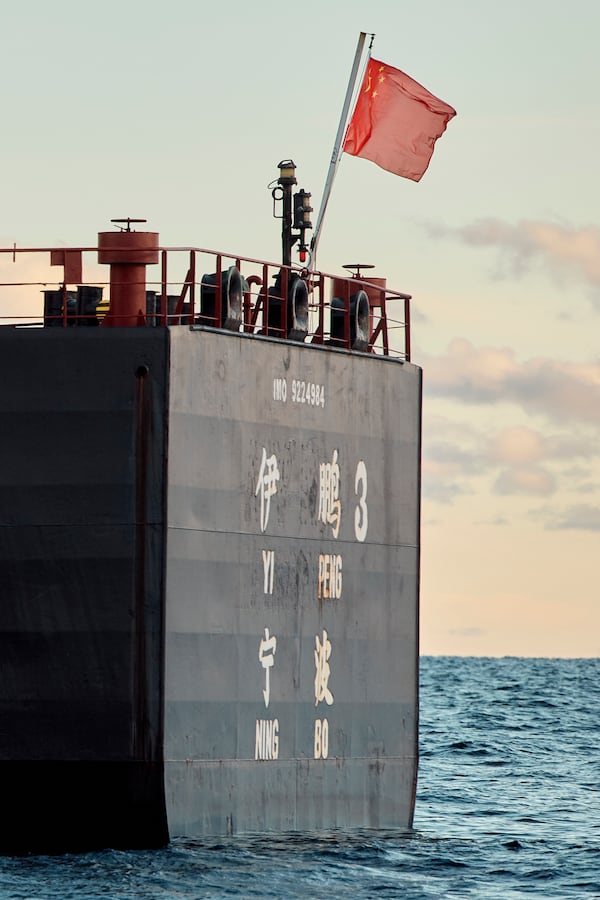 FILE - The Chinese ship, the bulk carrier Yi Peng 3 is anchored in the sea of Kattegat, near the city of Granaa in Jutland, Denmark, Wednesday, Nov. 20, 2024. (Mikkel Berg Pedersen/Ritzau Scanpix via AP, File)