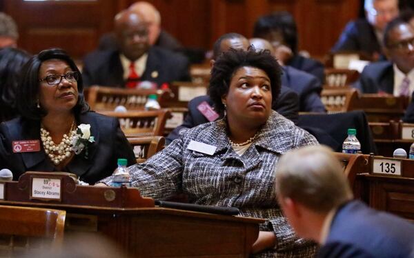 During her time as the top Democrat in the Georgia House, Stacey Abrams said, she had to negotiate with Republicans. “They put it in my title," Abrams said during a recent debate, "I was minority leader, meaning I couldn’t win unless I could work with others.” BOB ANDRES  / BANDRES@AJC.COM