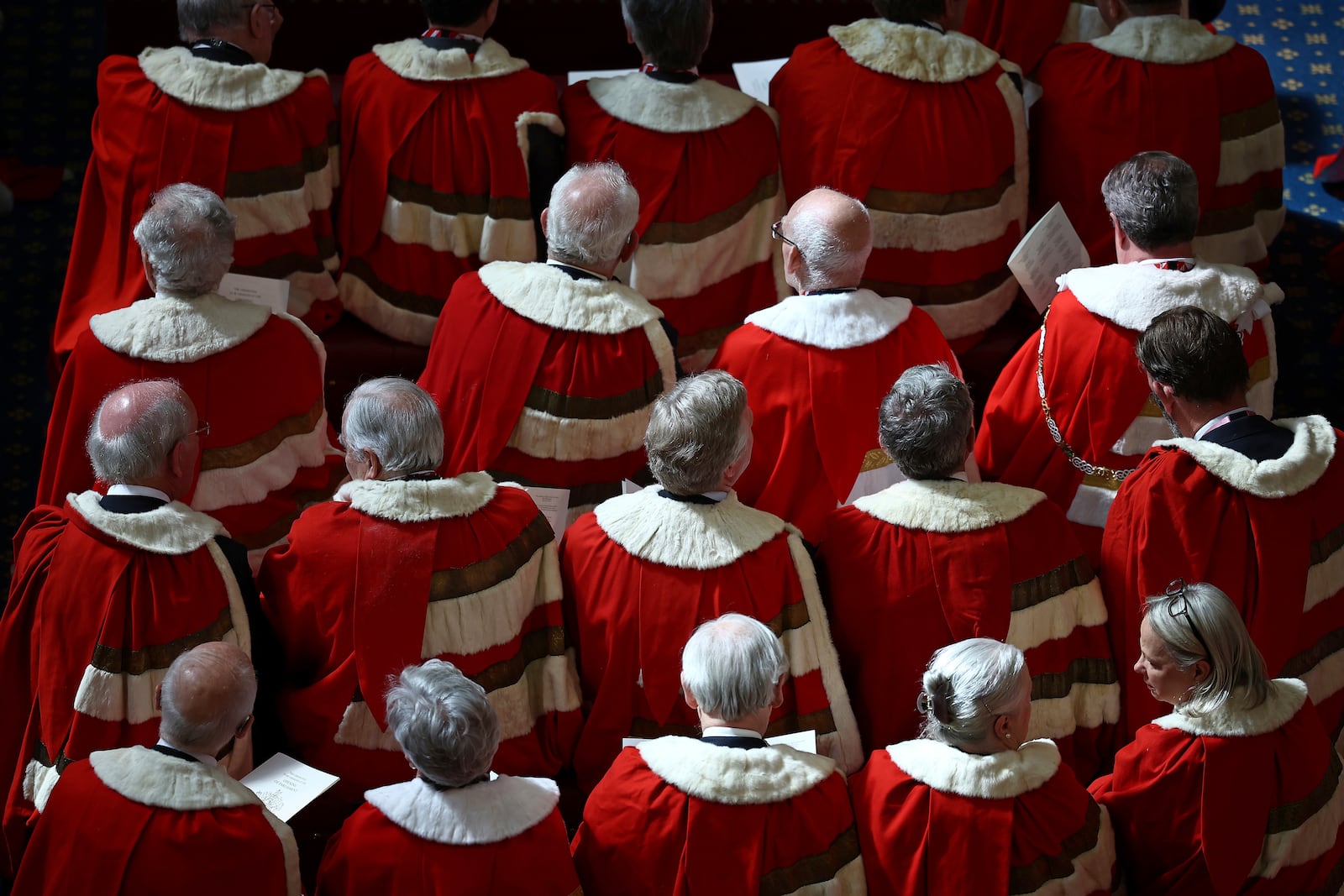 FILE - Member of the House of Lords take their seats in the Lords Chamber, ahead of the State Opening of Parliament, in the Houses of Parliament, in London, Wednesday, July 17, 2024. (Henry Nicholls/POOL via AP, File)