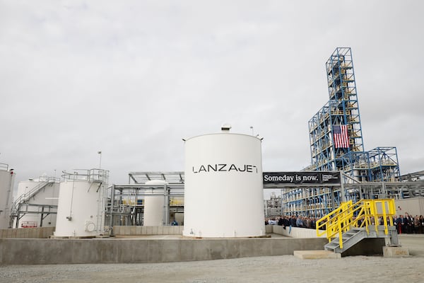 A portion of the LanzaJet plant is seen during the grand opening on Jan. 24, 2024, in Soperton. (Miguel Martinez/AJC.com)