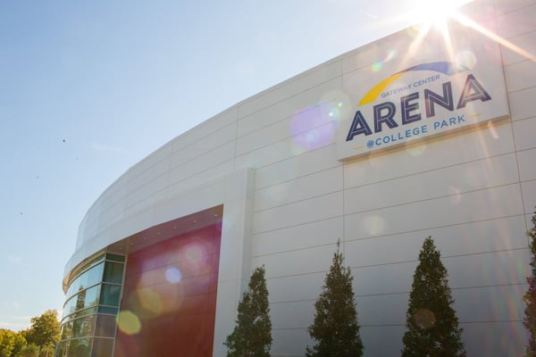 Scenes from outside the currently under-construction Gateway Center Arena at College Park in Atlanta, Georgia, on Thursday, Oct. 24, 2019. The Gateway Center Arena at College Park open in November, and the city hopes the new venue will be a draw for the city. It’ll host the Hawks’ G-League, the Atlanta Dream and shows programmed by the Fox Theatre. (Photo/Rebecca Wright for the Atlanta Journal-Constitution)