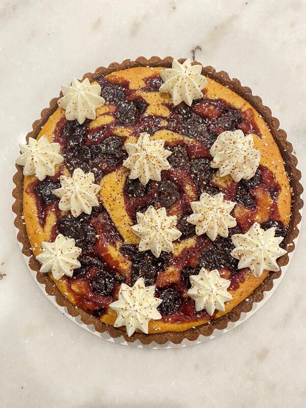 Latonya “LT” Crawford, pastry chef at the newly opened Bastone, considers the Brown Butter Frangipane-Cherry Tart a gift to herself. She has done variations of the tart over the years. (Courtesy of Latonya Crawford)