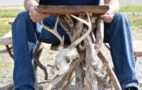 A side table created by Thomas Brooks of LaFayette at Trade Days, held every Tuesday and Saturday in Summerville. HYOSUB SHIN / HSHIN@AJC.COM