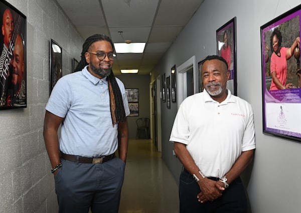 July 15, 2022 Atlanta - Larry Scott-Walker (left), executive director, and  Malcolm Reid, director of programs, at Thrive SS in Atlanta on Friday, July 15, 2022. Thrive SS is an an organization founded in 2015 to support Black gay and bisexual men living with HIV in the Atlanta metro area. The technology successfully used in COVID-19 vaccines is being tested in humans for effectiveness against HIV. (Hyosub Shin / Hyosub.Shin@ajc.com)