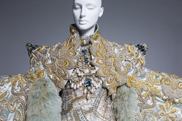 Detail of a gown and jacket from Chinese designer Guo Pei’s “One Thousand and Two Nights” collection. CONTRIBUTED BY SCAD FASH / PHOTOGRAPHY BY KEVIN WELLS