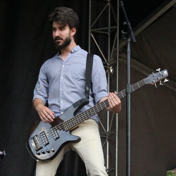 AJR bassist Adam Met performs on the Cotton Club stage at Music Midtown on Sept. 16. 2017. Photo: Melissa Ruggieri/AJC