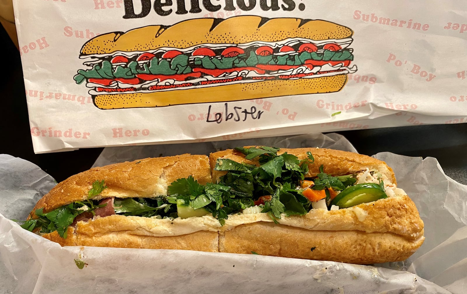 Lobster Banh Mi in Duluth sells its namesake sandwich for $9.95. As you can see, it’s a real beauty. Wendell Brock for The Atlanta Journal-Constitution