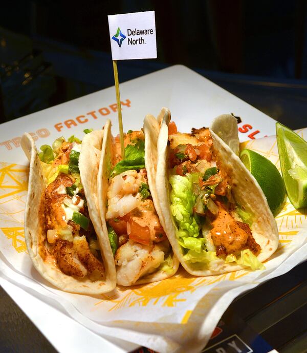  Blackened Catfish Po Boy tacos from the Chop House at SunTrust Stadium. (Chris Hunt/Special)