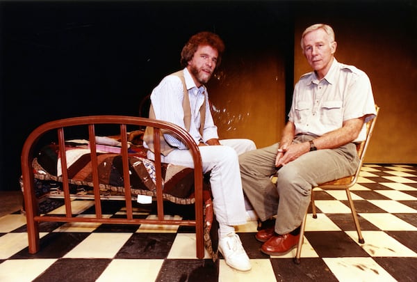 Robert Farley with playwright Frank Manley at Theater Emory in 1990. FILE