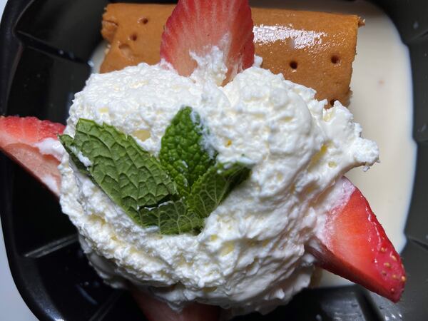 Tres Leches cake with housemade whipped cream and strawberries from Ziba's Restaurant in Grant Park. Bob Townsend/For the AJC