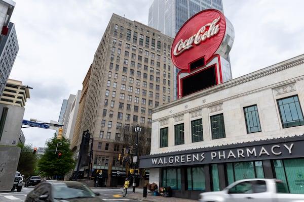 A view of Walgreens in the historic Olympia building in downtown Atlanta on Tuesday, April 2, 2024. (Arvin Temkar / arvin.temkar@ajc.com)