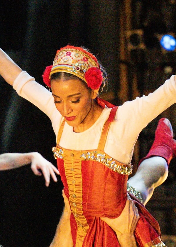 Madison Penney is lifted high in Act II’s Russian dance.