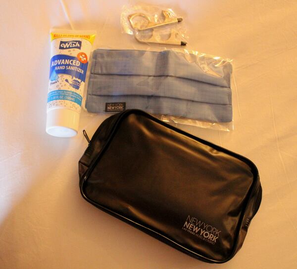 An amenity kit at New York-New York Hotel and Casino in Las Vegas.