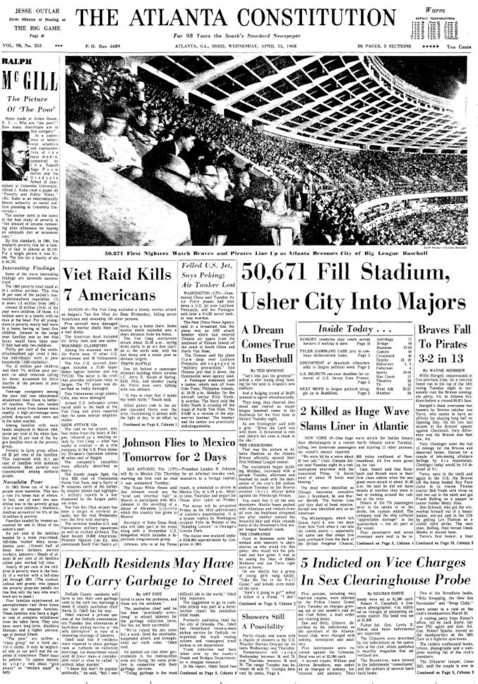 The front page on April 13, 1966.