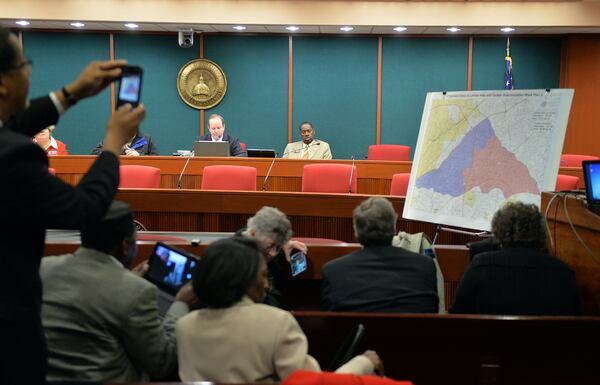 DECEMBER 19, 2014 ATLANTA Cityhood supporters take photos of the newly released map Friday. A group of Georgia lawmakers voted to approve borders between the proposed cities of LaVista Hills and Tucker during a committee meeting Friday, December 19, 2014. These boundaries will be recommended for the Georgia General Assembly to consider when it meets next year. The map is mostly “set in stone” and won’t be changed during next year’s legislative session, said Rep. Buzz Brockway, the chairman of the DeKalb County Cityhood Subcommittee. The map would be allowed to be altered to accommodate annexations. The subcommittee voted 3-1 to approve the compromise map. KENT D. JOHNSON/KDJOHNSON@AJC.COM A parent activist says it seemed everyone was talking about annexation in DeKalb except the school board and superintendent. KENT D. JOHNSON/KDJOHNSON@AJC.COM