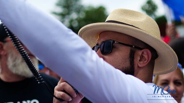 Ahmed Cabrera participates in a rally in solidarity of the Cuban people in Sandy Springs on Sunday, July 18. (Courtesy of Manuel Cruz)