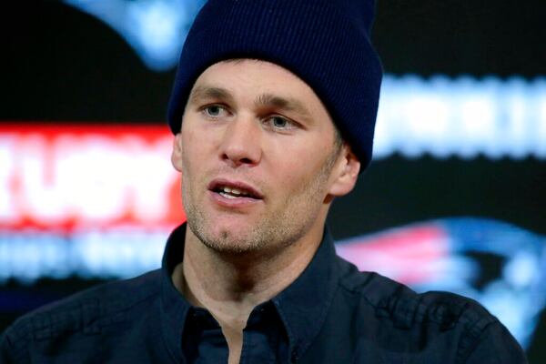 In this Jan. 4, 2020, quarterback Tom Brady speaks to the media. (AP Photo/Charles Krupa, File)