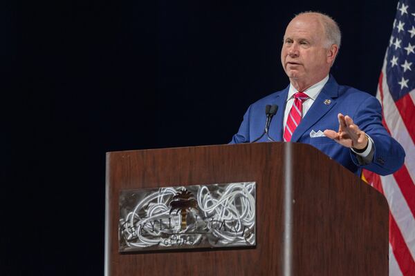 Lieutenant Governor candidate and Georgia Senate Pro-Tem Butch Miller speaks at the Georgia GOP State Convention in Jekyll Island, Georgia on June 5th, 2021. Nathan Posner for the Atlanta-Journal-Constitution