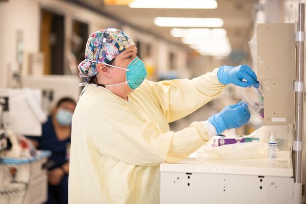 Kelly LaCerra, of Northeast Georgia Medical Center, says that the pandemic has forced her to put more emotional distance between herself and her patients. 