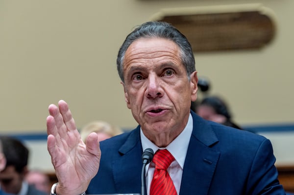 FILE - Former New York Gov. Andrew Cuomo testifies before the House Oversight Select Subcommittee's hearing on the Coronavirus Pandemic, on Capitol Hill in Washington, Tuesday, Sept. 10, 2024. (AP Photo/Cliff Owen, File)