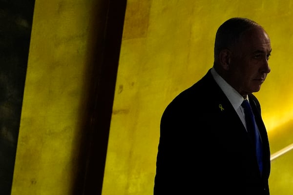 FILE - Prime Minister of Israel Benjamin Netanyahu enters the 79th session of the United Nations General Assembly, Friday, Sept. 27, 2024. (AP Photo/Pamela Smith, File)