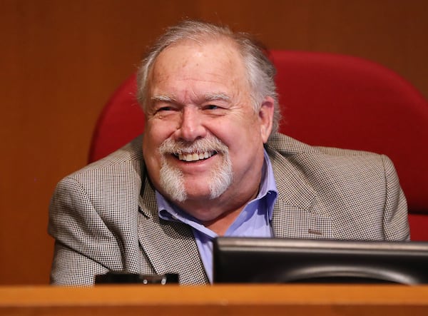 January 6, 2020 Smyrna: Outgoing mayor Max Bacon thanks friends, family, and supporters from over the decades before exiting office during the swearing in ceremony for the new mayor and City Council at Smyrna City Hall on Monday, January 6, 2020, in Smyrna.  Curtis Compton ccompton@ajc.com